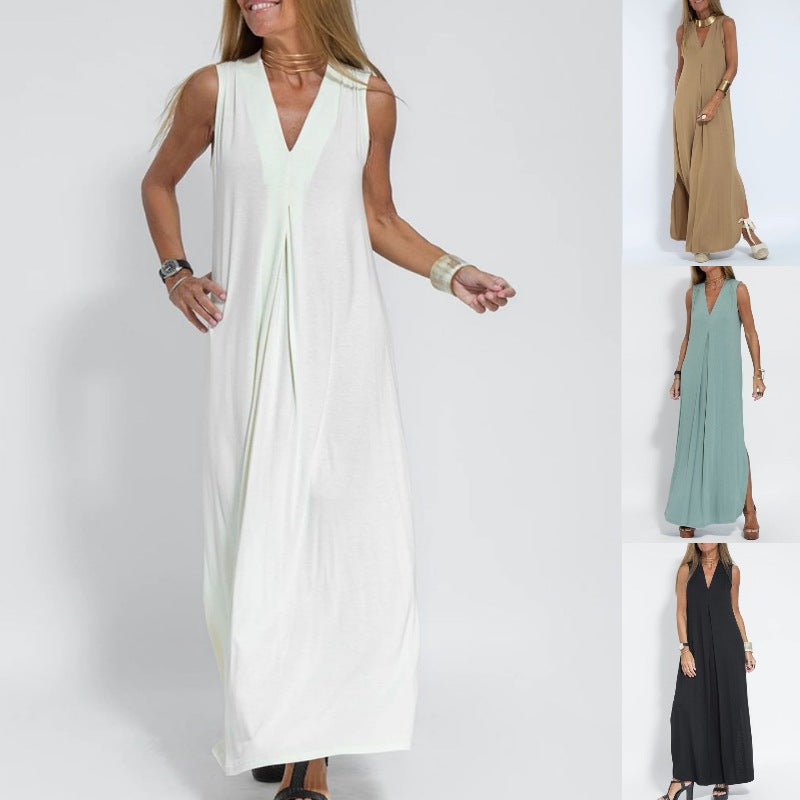 Sleeveless V-Neck Maxi Dress — Welviqo