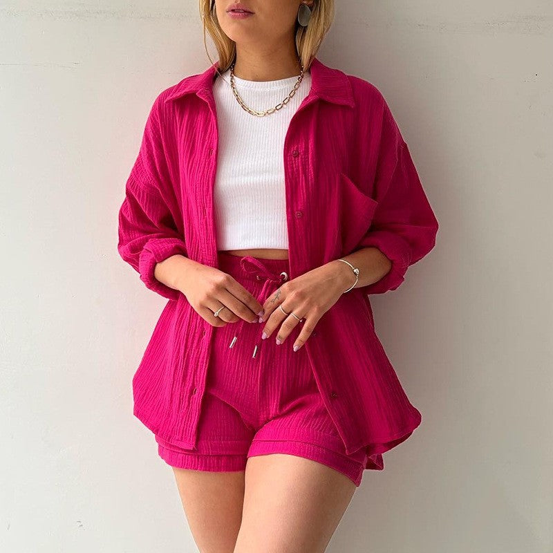Long-Sleeve Shirt & Drawstring Shorts Co-ord Set — Welviqo